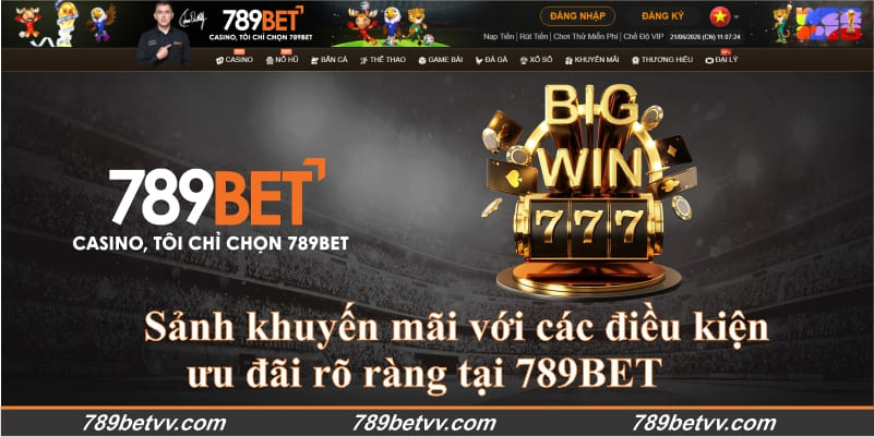 Sảnh khuyến mãi với các điều kiện ưu đãi rõ ràng tại 789BET